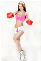 性感誌正妹廖小安為里約奧運中華拳擊代表隊選手加油。（記者邱榮吉/攝影）

