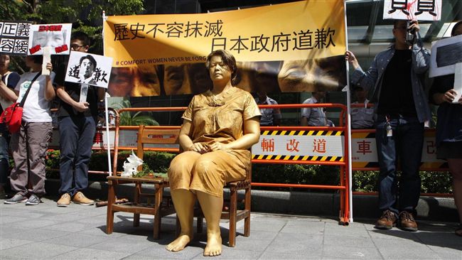 慰安婦日　婦援會扮銅像向日方抗議