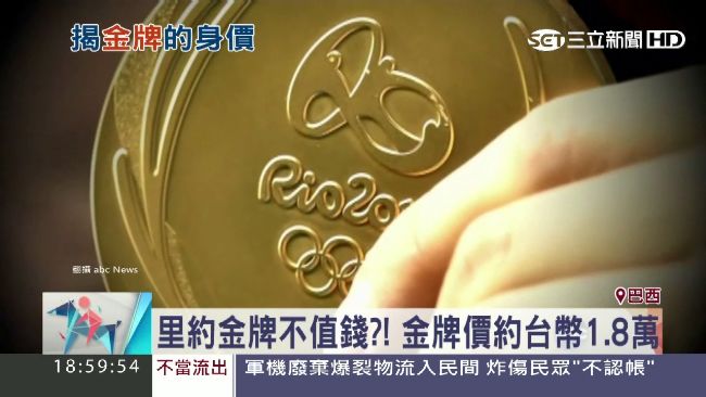 里約金牌好便宜？價值約台幣1.8萬