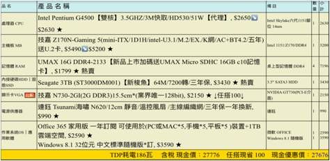 電腦,報價單　圖／翻攝自PTT