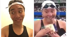 傅園慧,洪荒之力,模仿,表情包,無尊,謝駿毅,照片,珍珍(https://www.facebook.com/WuChunHsieh/photos/a.398350323611982.1073741826.397124503734564/1008780132568995/?type=3&theater)