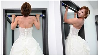 她穿婚紗拉單槓　誓言當「最狂新娘」