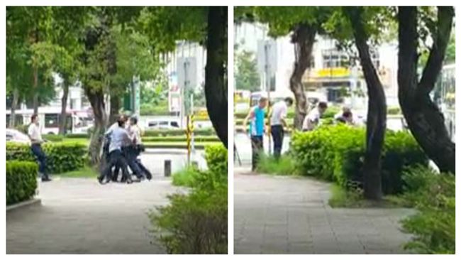 情緒失控奔出警局　男子狂揮舞皮帶刀