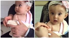 女嬰打針表情超福誇　瞪大萌眼內心戲超豐富
圖/翻攝自秒拍微博http://tw.weibo.com/shoujipaike/3962035374844559