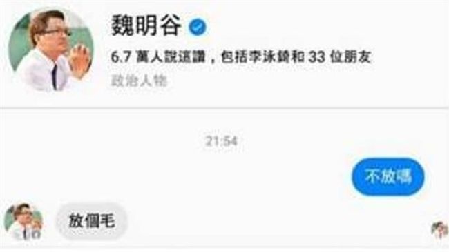 魏明谷的「放個毛」　竟是秘書兒亂回