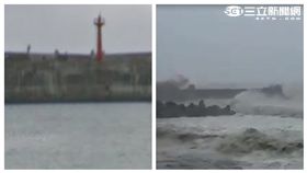 ▲富岡漁港紅燈塔遭風浪打斷。