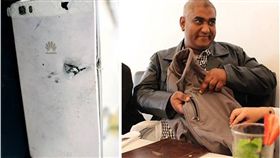 華為,南非,手機,擋子彈　圖／翻攝自每日郵報