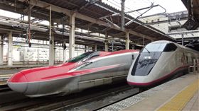 日本JR。停靠在大宮車站月台上的兩款秋田新幹線用車輛，分別是左側的E6系超級小町號與右側的E3系0番台小町號。（圖／翻攝自維基百科）