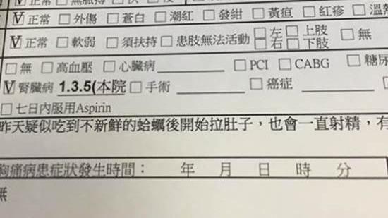 男吃蛤蠣後狂射精　送急診慘叫又來了
