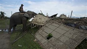  印度派出大象強拆村民房屋（圖／美聯社／達志影像）