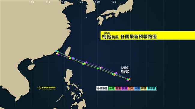 各國預測一致　梅姬將從台東登陸