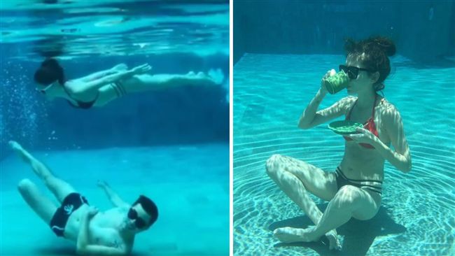 許瑋甯變「美人魚」與墨鏡男水中嬉戲