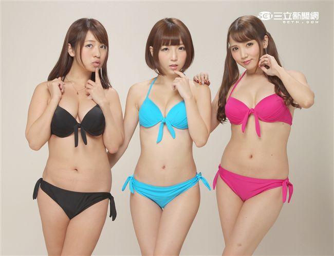 日本女優友田彩也香、佐倉絆、尾上若葉接受三立新聞網棚拍。（記者邱榮吉/攝影）