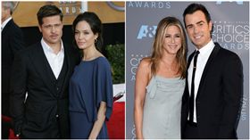 布萊德彼特,Brad Pitt,安潔莉娜裘莉,Angelina Jolie,賈斯汀瑟魯斯,Justin Theroux,珍妮佛安妮斯頓,Jennifer Aniston／達志影像／美聯社