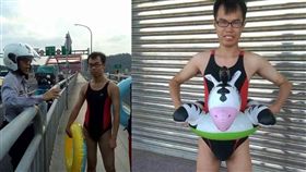 鄧佳華跳淡水河／合成圖／翻攝畫面、臉書