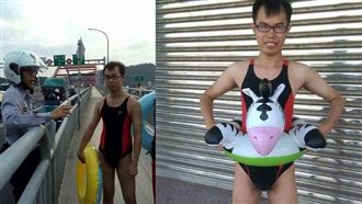 賭輸了！鄧佳華穿高叉泳裝跳淡水河