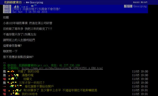 26歲存150萬很魯嗎？鄉民告訴你