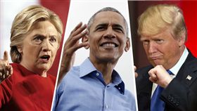 川普,希拉蕊,歐巴馬／達志影像／美聯社