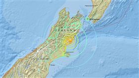 紐西蘭基督城,地震
圖／翻攝自USGS官網