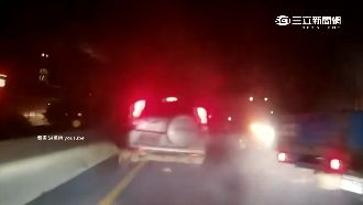 貨車國道急煞打滑！失控釀5車連撞