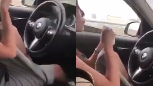 開BMW喝玉米濃湯　竟用腳控方向盤