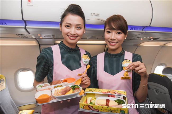 長榮蛋黃哥彩繪機登場　（圖／記者林敬旻攝）