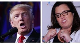 川普、蘿西歐唐納（合成圖／美聯社／達志影像、蘿西歐唐納推特）