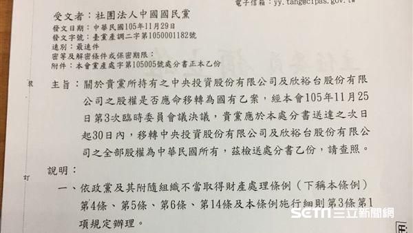 收到黨產會處分書了　藍將提行政訴訟