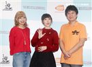偶像大師為春日未來配音的山崎遙、天海春香配音的中村繪里子、導演坂上陽三，來台宣傳「原音重現｣，並與粉絲見面。（記者邱榮吉/攝影）
