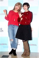 偶像大師為春日未來配音的山崎遙、天海春香配音的中村繪里子，來台宣傳「原音重現｣，並與粉絲見面。（記者邱榮吉/攝影）

