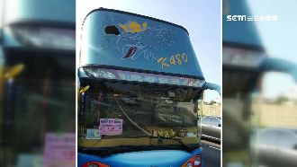國道驚魂！10公斤鐵塊砸進遊覽車
