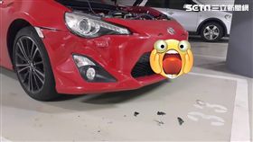 中正一分局仁愛所長林胡坤前往松山分局找偵查隊長敘舊時，不慎在地下停車場倒車迴轉時撞爛同仁愛車，事後卻爆出不願賠償之疑雲（翻攝畫面）