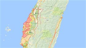 土壤液化潛勢區 台中,彰化,雲林,嘉義 16:9　圖／翻攝自地調所-地質雲