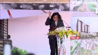 小英出席典禮遭看板砸頭　隨扈救駕