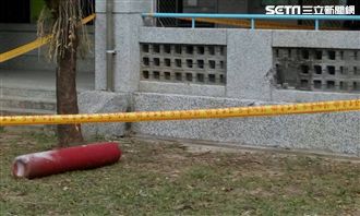 鋼瓶如飛彈射百公尺　撞破國小矮牆