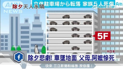 轎車衝破停車場圍牆墜5樓 一家人3死2重傷