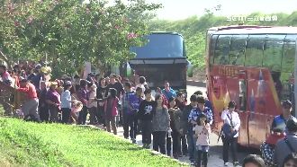 花毯節接駁車塞爆　遊客等到不耐煩