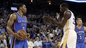 NBA,格林,大三元,杜蘭特,威斯布魯克,勇士隊,雷霆隊　圖／美聯社／達志影像