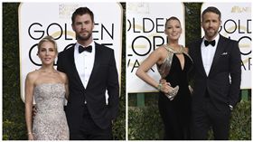 金球紅毯　克里斯漢斯沃（Chris Hemsworth）　雷恩萊諾斯（Ryan Reynolds）
圖／美聯社