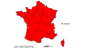 法國流感疫情蔓延  全境達紅色警戒
法國入冬後出現一波嚴重流行性感冒疫情，全境已達紅
色警戒，尤其威脅高齡者。（截圖自法國公共健康局）
中央社記者曾依璇巴黎傳真  106年1月11日