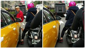 小黃輪胎壓騎士腳　運將不移車反下車嗆「愛鑽車縫才被壓」
圖/翻攝自臉書社團爆料公社