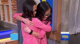 中國大陸雙胞胎姊妹，美國重逢（翻攝自每日郵報）