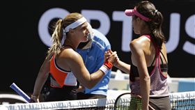 ▲Cibulkova與謝淑薇（圖／美聯社／達志影像）