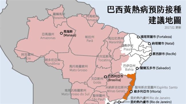 巴西黃熱病擴散　赴當地旅遊先打疫苗