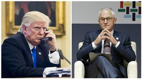 川普（Donald Trump）與澳洲總理滕博爾（Malcolm Turnbull）（合成圖／美聯社／達志影像）