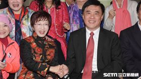 國民黨台北市黨部新春團拜，主席洪秀柱、副主席郝龍斌到場賀新春 圖／記者林敬旻攝