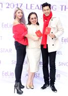 伊林模特兒殷琦、丁也恬、余秉諺新春開工，金雞報喜大發利市。（記者邱榮吉/攝影）