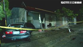 台南轎車高速破屋噴引擎，屋主睡夢中遭撞重傷。車禍、民宅、轎車