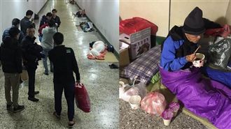 寒冬送暖！10名黑衣人發衣食慰街友