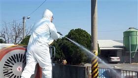 民雄私宰烏骨雞驗出H5N6　加強消毒（嘉義縣政府提供）圖／中央社